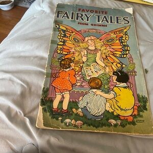 Favorite Fairy Tales Book by Grimms with Colorful Cover. Circa 1939.